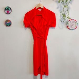 Red Silk Wrap Dress Banana Republic size 4